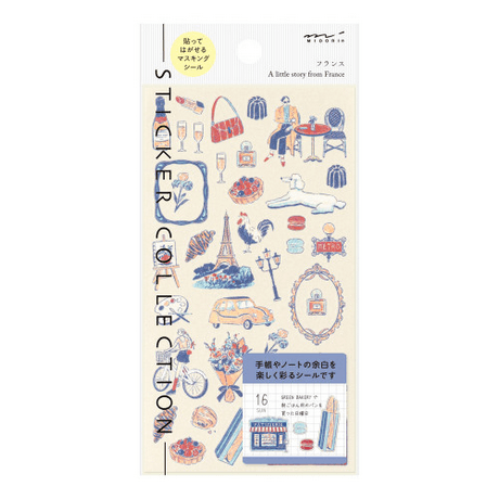 Midori Sticker 2711 French Motifs featuring Parisian scenes and illustrations.