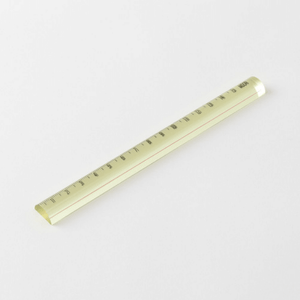 Midori Lens Ruler 15cm – Yellow with built-in magnifying lens and guide line for easy reading and measuring, lightweight and compact design.