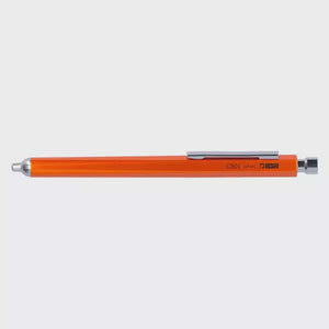 OHTO GS01 Needlepoint Pen in orange with black ink, featuring a sleek design transitioning from hexagonal to round for comfort.