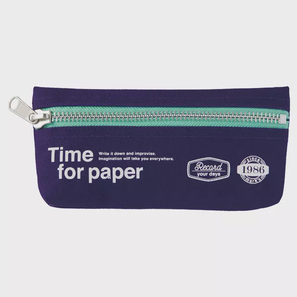 Time For Paper Pen Case – Purple Canvas Zip Pouch