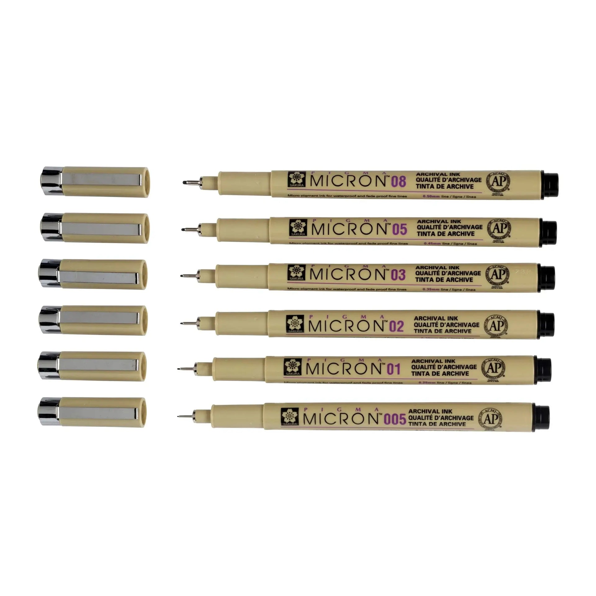 Sakura Pigma Micron Fineliner Set – 4 + 2 Free, Black