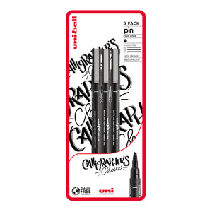 Uni-ball Calligraphers Choice 3 piece Uni-pin fineliner drawing pens, black