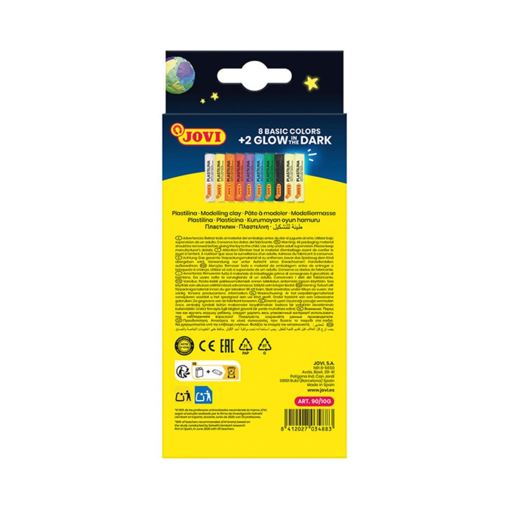 Jovi Plastilina 10 bars 15g, 8 colours plus 2 glow in the dark - view 3