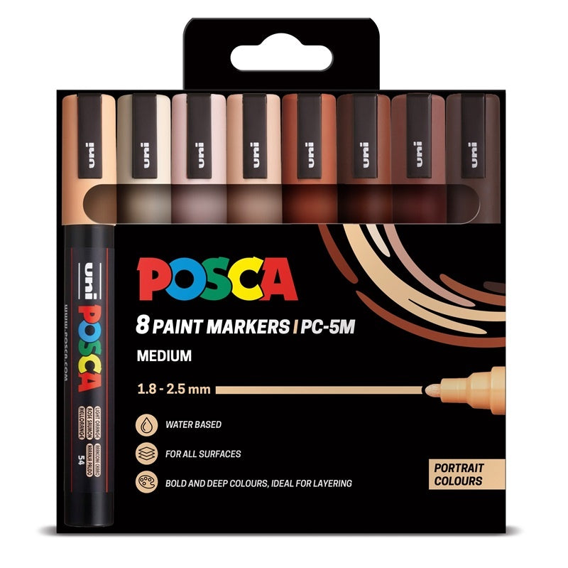 POSCA PC-5M Portrait Tones Set of 8 Medium Tip Paint Markers
