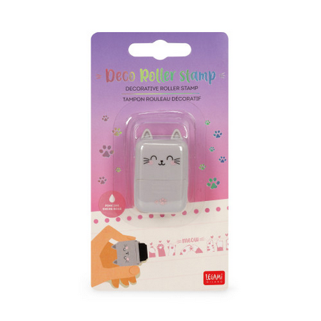 Legami Deco Roller Stamp - Decorative Roller Stamp - Kitty - Pink Ink