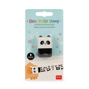 Legami Deco Roller Stamp - Decorative Roller Stamp - Panda - Black Ink packaging with panda design for cards and gifts.