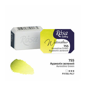 Rosa Gallery Watercolour Full Pan – Aureoline Green, 2.5ml image showcasing the vibrant hue and packaging details.