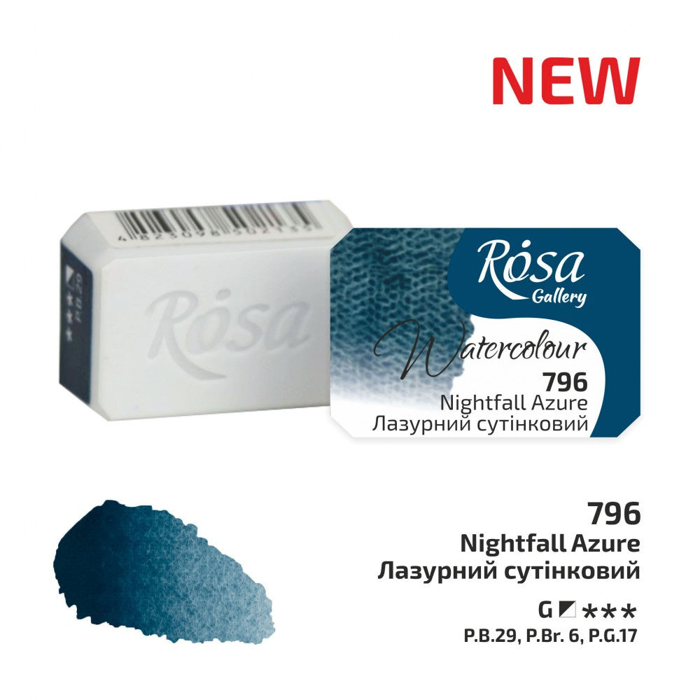 Rosa Gallery Watercolour Full Pan – Nightfall Azure, 2.5ml