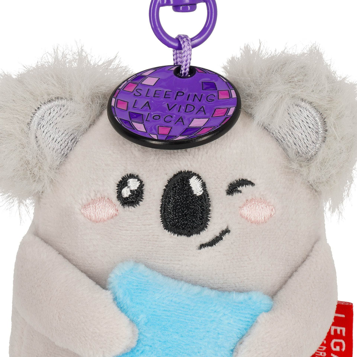 Legami koala plush key ring on a bag