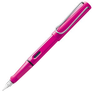 LAMY safari Fountain Pen in vibrant pink color with a sleek design and durable ABS body.