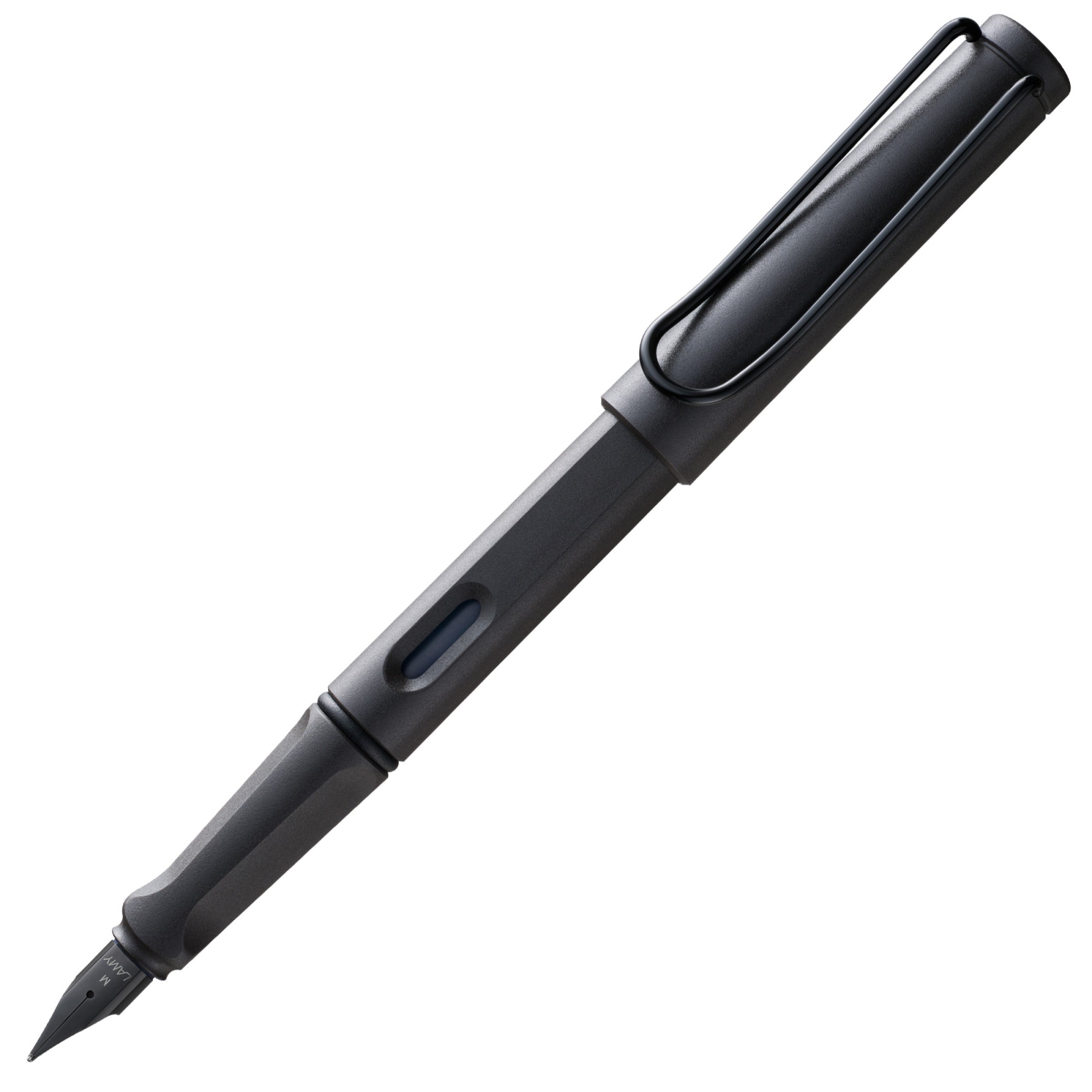 LAMY safari Fountain Pen in sleek black design with triangular grip for comfort and durability.