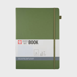 Sakura Squared Hard Cover Notebook A4 in Green, Assorted Colours, 80 Sheets, Acid-Free Paper, FSC Certified