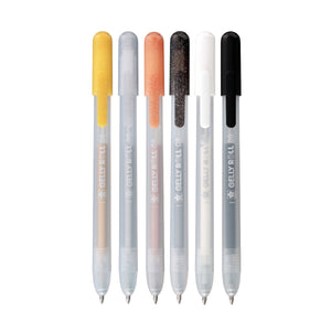 Sakura Gelly Roll Special 6-Pack Gel Pens in Classic Black, White, and Metallics for journaling and drawing