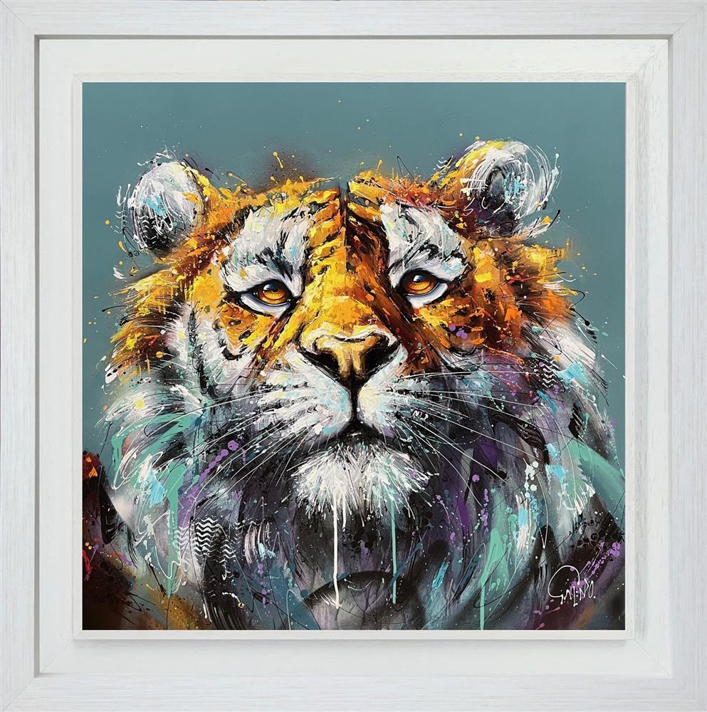 Joe Galindo Sasha - Limited Edition tiger portrait with vibrant abstract paint embellishment