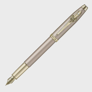 Sheaffer 100 Emily in Paris Champagne Gold Fountain Pen – Fine Nib with gold trims, ideal for elegant handwriting and journaling.