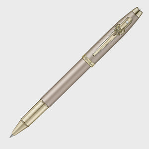 Sheaffer 100 Emily in Paris Champagne Gold Rollerball Pen – Bow Clip showing elegant design and polished trims