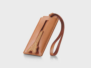 Sheaffer Emily in Paris Full-Grain Leather Luggage Tag – Orange with Eiffel Tower design
