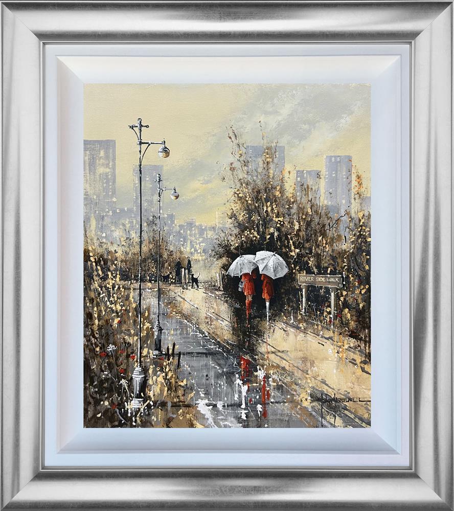 Splashes and Silhouettes by John Horsewell, original acrylic rainy street scene