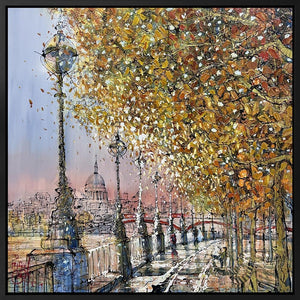 St. Paul's Beyond the Gold by Nigel Cooke, original mixed media cityscape on board