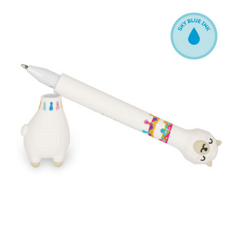 Stand-Ink Ovation - Ballpoint Pen With Base - Llama - 1 Mm - Sky Blue Ink featuring a cute llama design and detachable base.