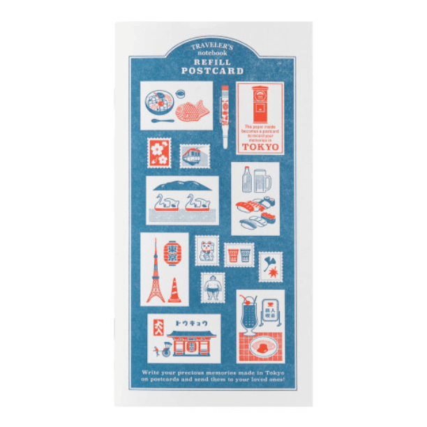TRAVELER’S Limited Edition Notebook TOKYO Postcard Refill with illustrated Tokyo-themed postcard designs