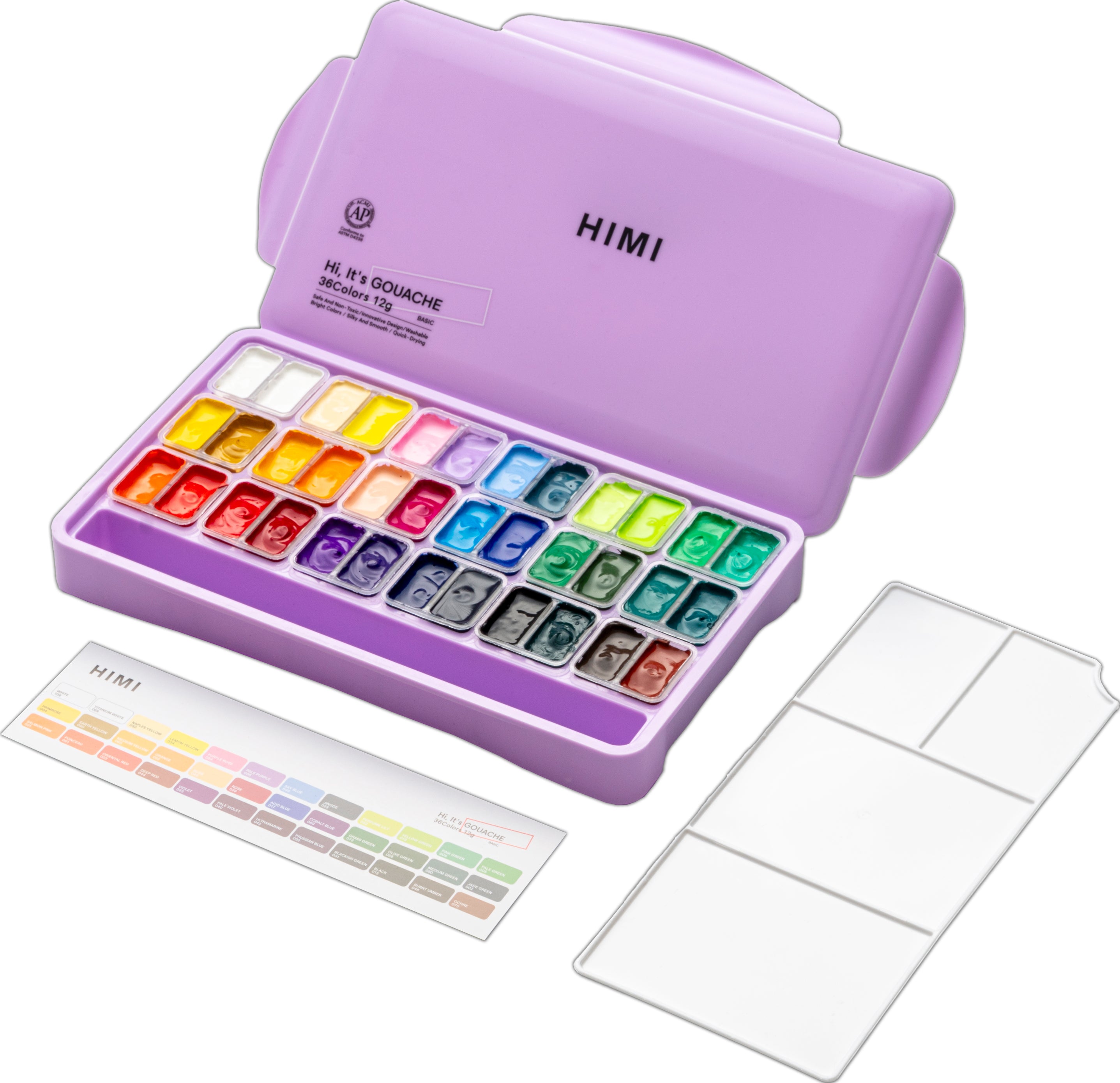 HIMI Twin Cup Gouache Set - 36 Colours (Purple Case)