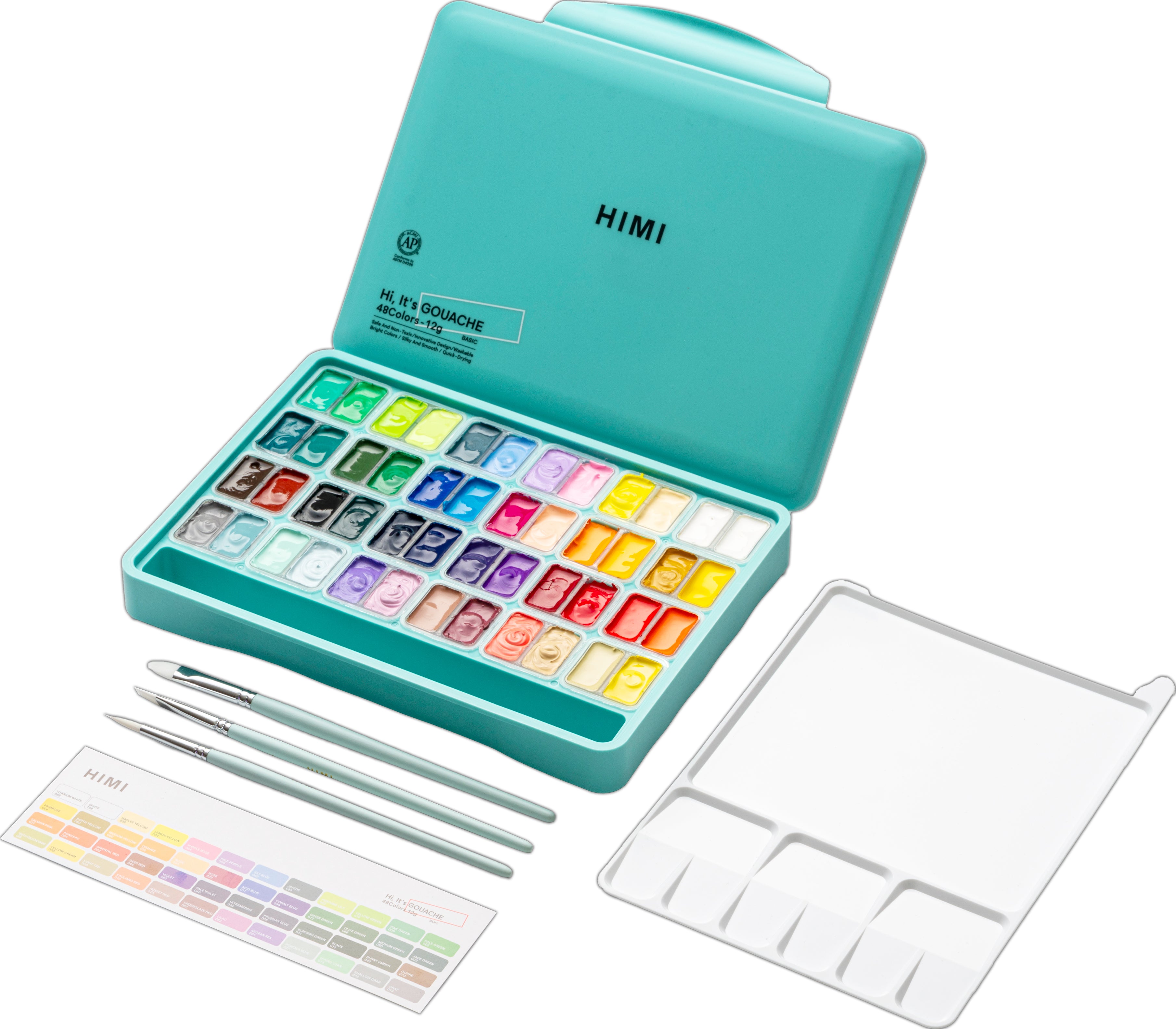 HIMI Twin Cup Gouache Set - 48 Colours (Green Case)