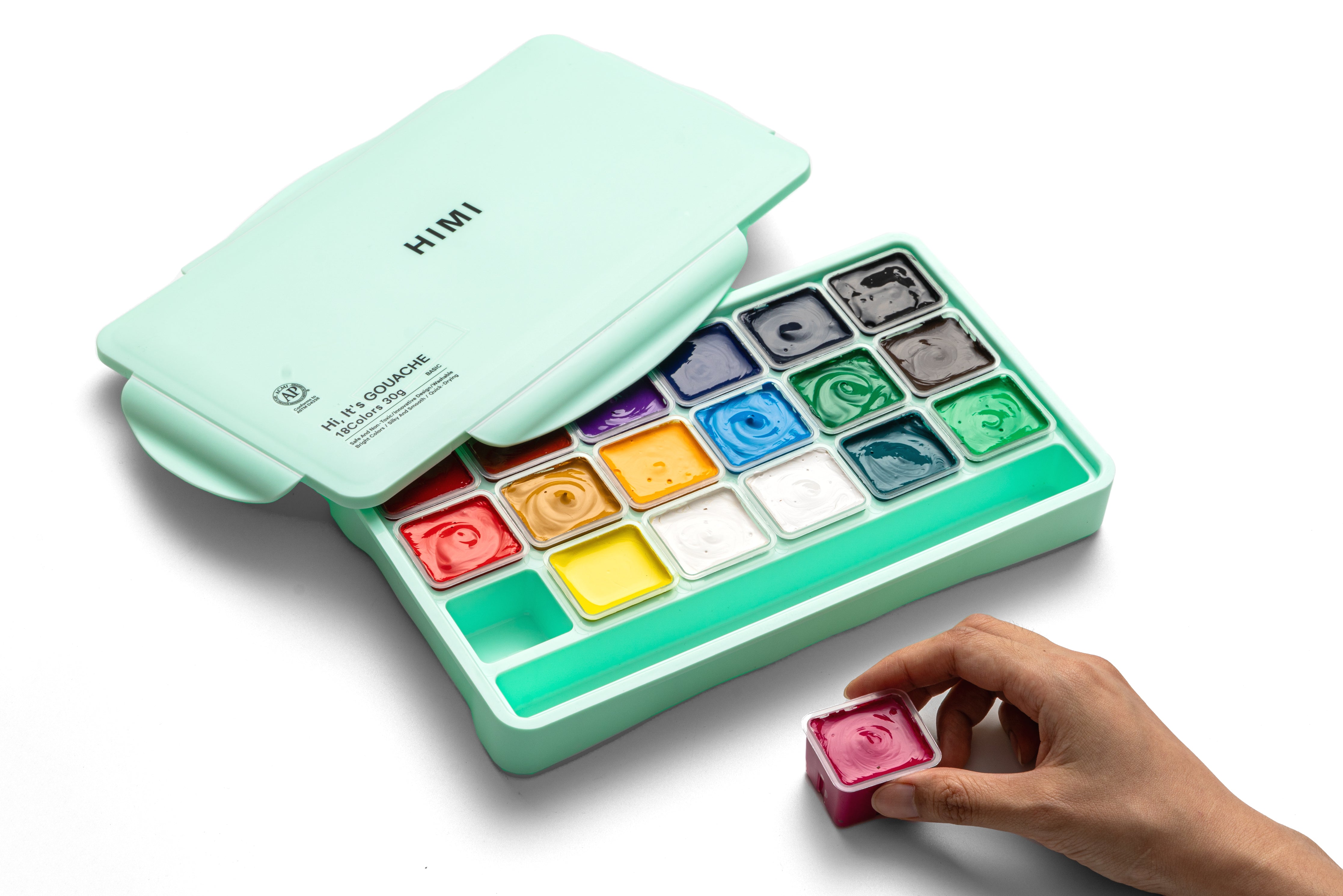 HIMI Jelly Cup Gouache Set - 18 Colours (Green Case)
