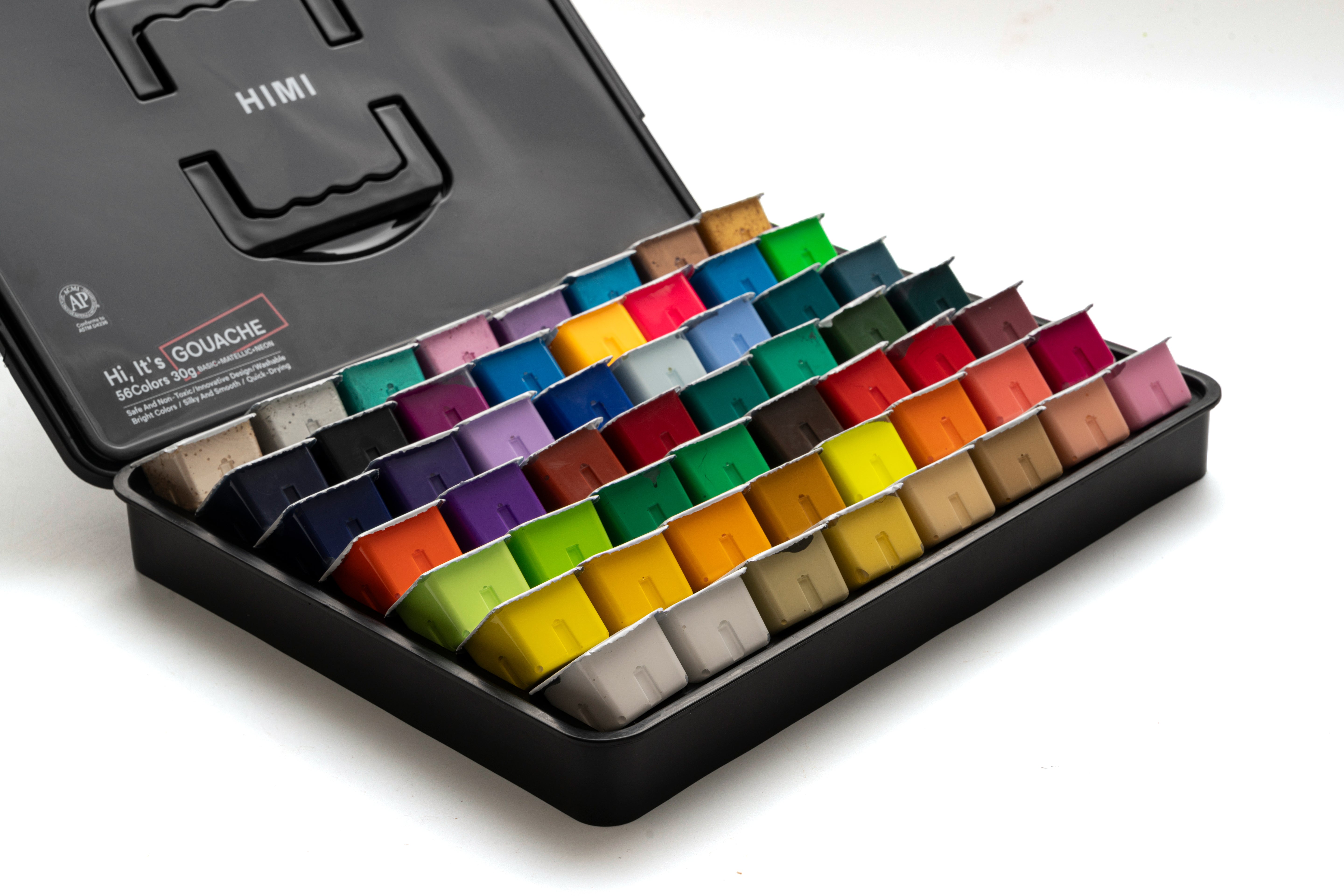 HIMI Jelly Cup Gouache Set - 56 Colours (Black Case)
