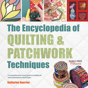 The Encyclopedia of Quilting and Patchwork book cover with quilting patterns and techniques.