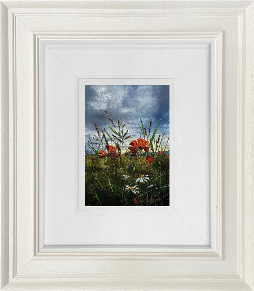 The Meadow Finds Its Pop Of Red by Kimberley Harris, original oil on board