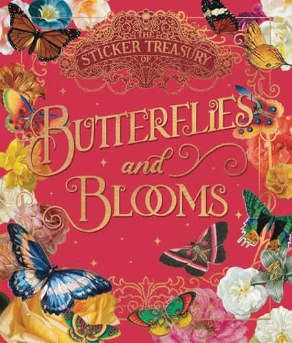 The Sticker Treasury of Blooms and Butterflies (Hardcover) featuring colorful floral and butterfly designs on a decorative book cover