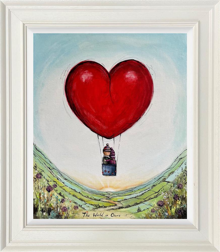 The World is Ours by Michael Abrams — heart-shaped hot air balloon over a scenic landscape