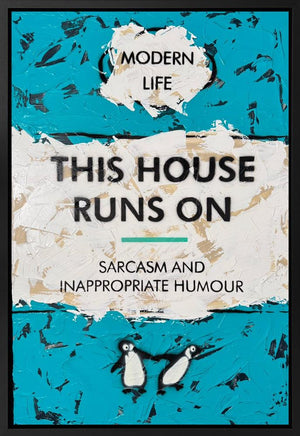 This House Runs On by Hue Folk, original mixed media on canvas