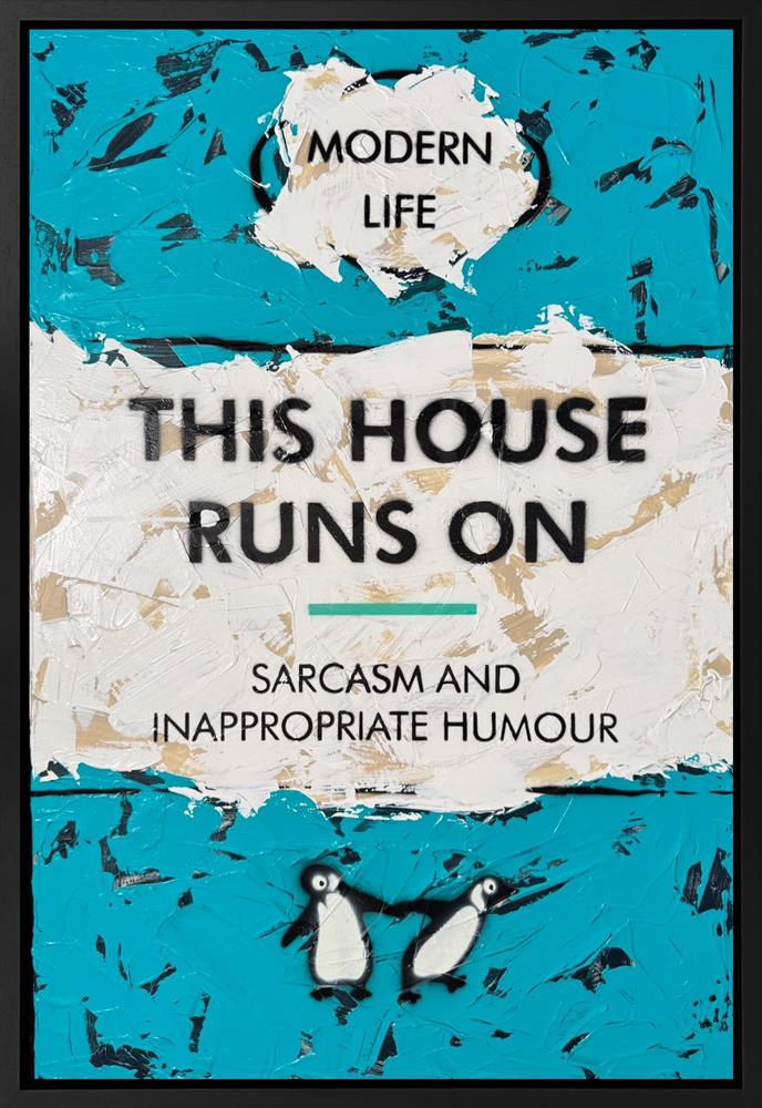 This House Runs On by Hue Folk, original mixed media on canvas