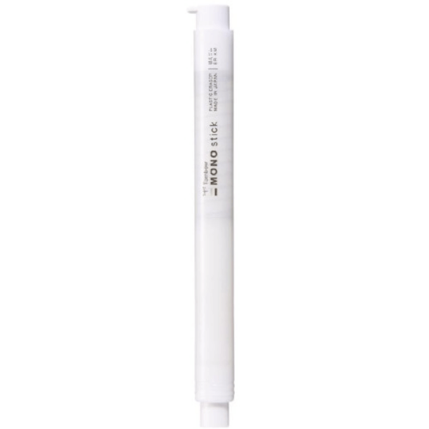 Tombow MONO Stick Pen-Type Eraser – White showing pen-shaped, slim design for precise control.