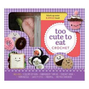 Too Cute to Eat Crochet Kit – Complete Crochet Kit with yarn, hook, and instructions for beginners, featuring kawaii food designs.