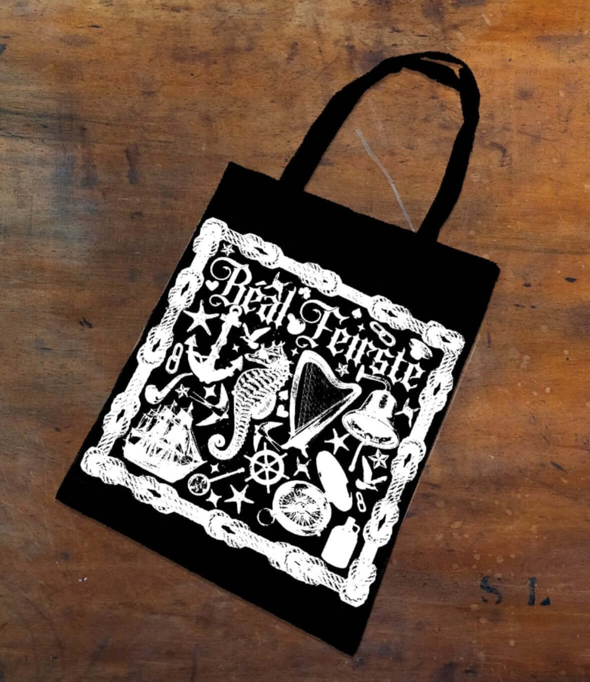Fleadh Belfast 2026 tote bag – Béal Feirste design hand screen-printed on a black cotton tote