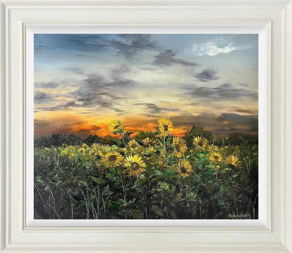 Two Echoes Across The Open Green by Kimberley Harris — original oil on board, image 50 x 60 cm, framed 70.8 x 80.8 cm