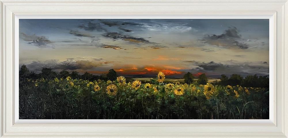 Two Suns In a Field of Gold by Kimberley Harris — original oil on board, image 50 x 120 cm, framed 70.8 x 140.8 cm