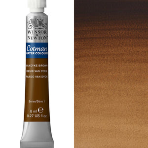 Winsor & Newton Cotman watercolour paint tube in Van Dyke Brown, 8ml, ideal for artists and hobbyists.