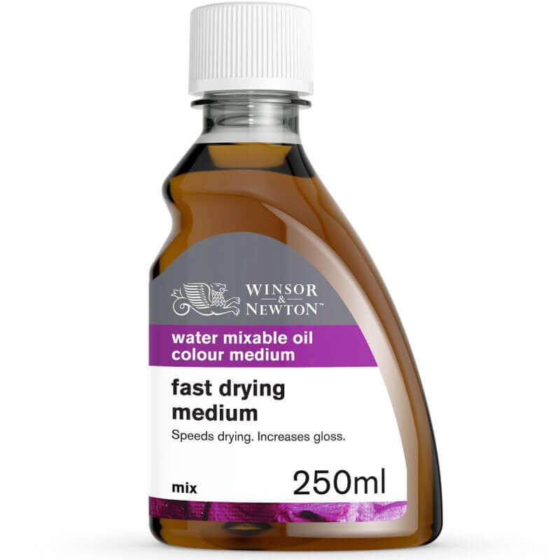 W&N Water Mixable Fast Drying Medium 250ml bottle front view