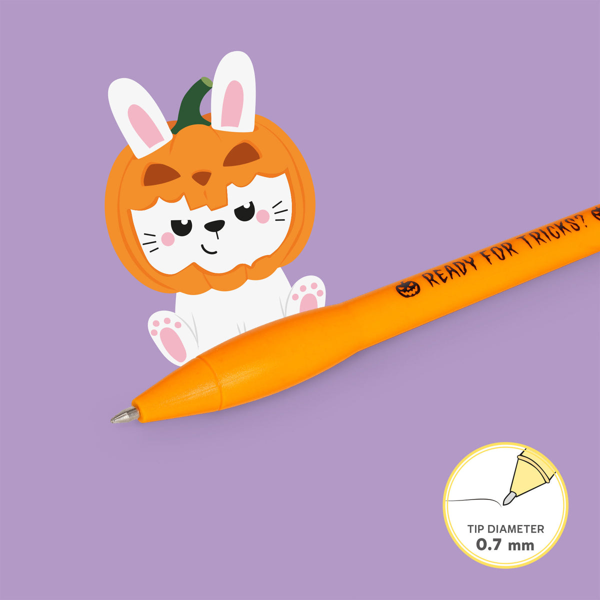 Legami light-up pumpkin bunny pen, detail