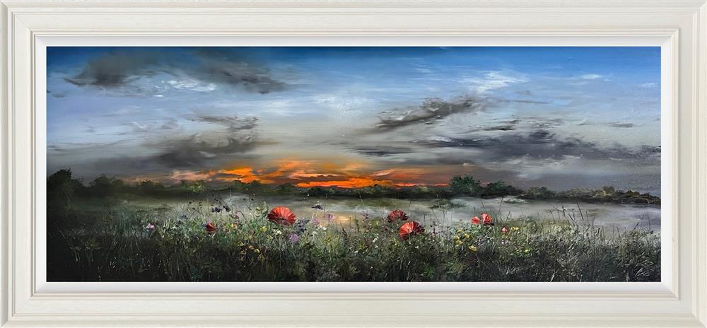 Where Two Shadows Fall Ahead by Kimberley Harris — original oil on board, image 50 x 120 cm, framed 70.8 x 140.8 cm