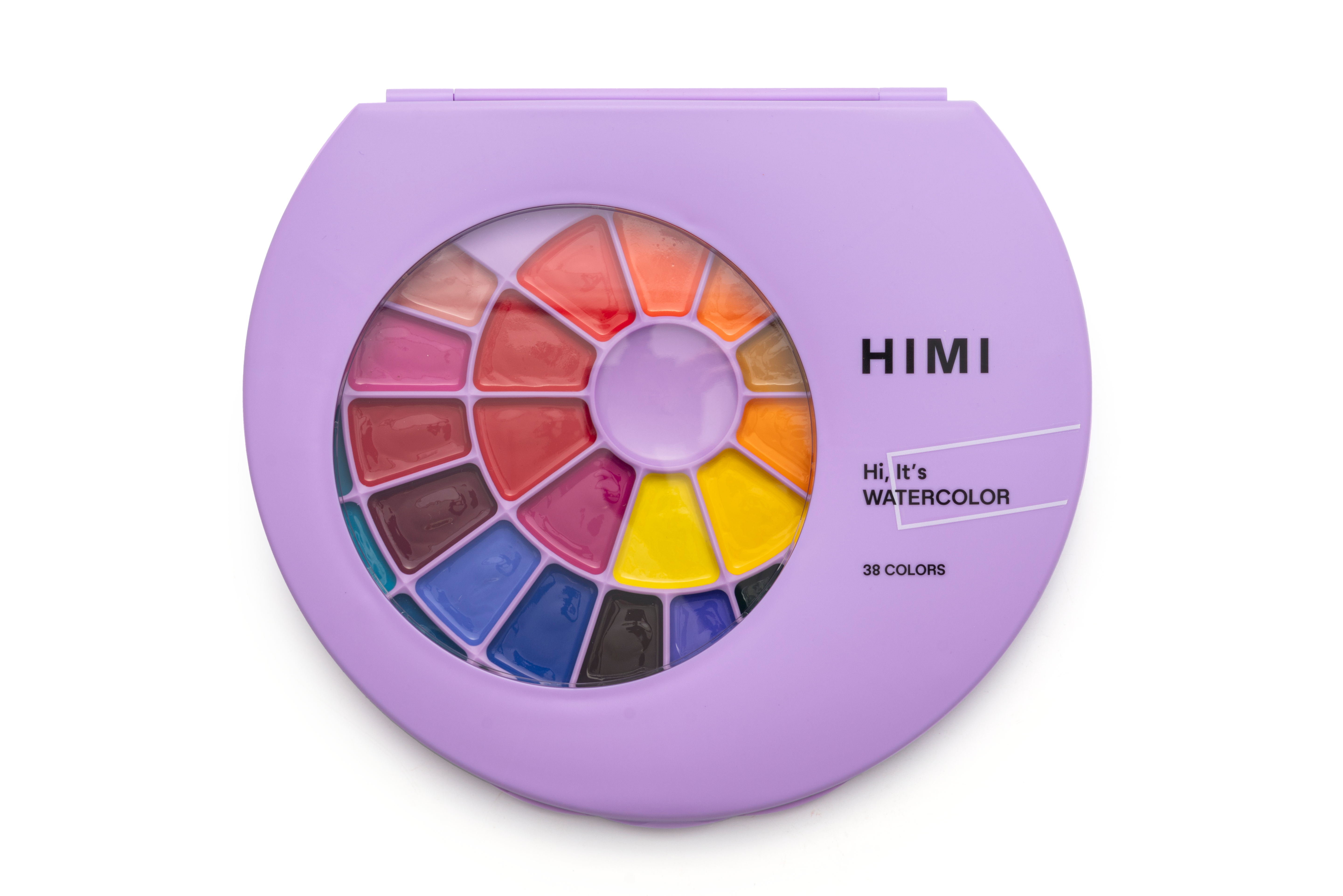 HIMI Semi-Moist Watercolour Set - 38 Colours + Brush (Purple Case) alternate view.