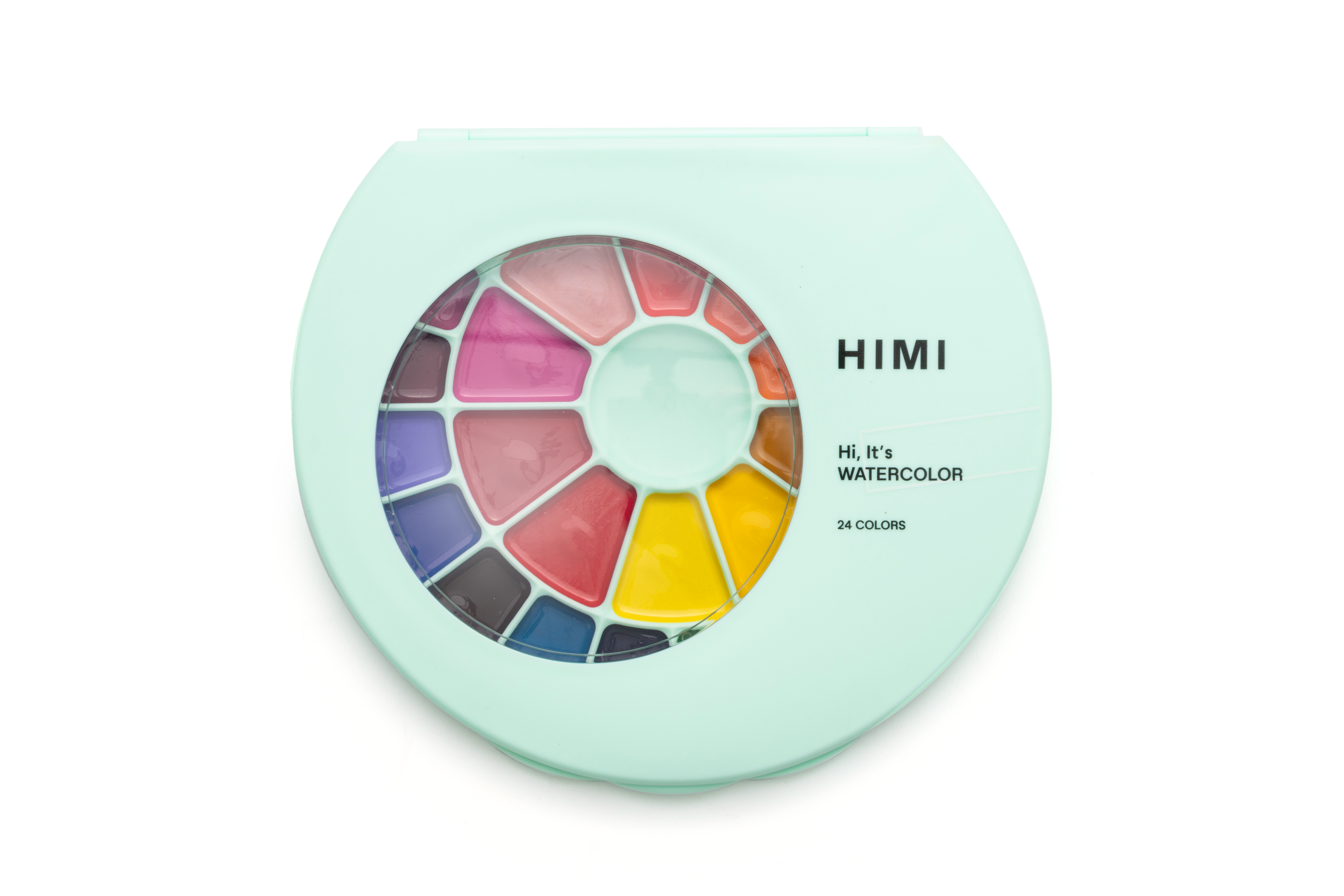 HIMI Semi-Moist Watercolour Set - 24 Colours + Brush (Green Case) alternate view.