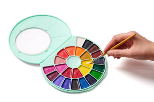 HIMI Semi-Moist Watercolour Set - 24 Colours + Brush (Green Case) size comparison.