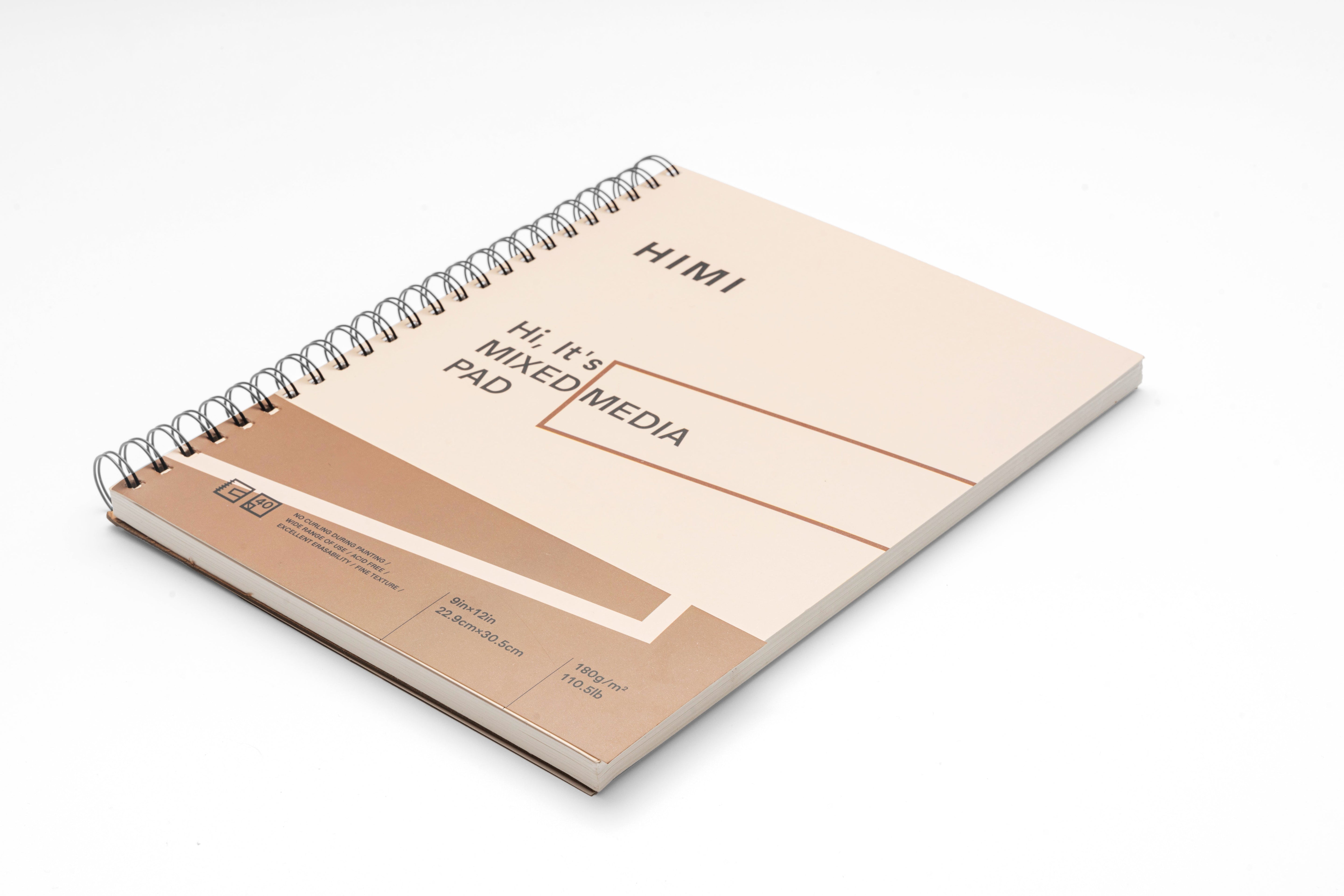 HIMI Paper Pad Mixed Media - 22.9 x 30.5cm, 180gsm (40 Sheets, Spiral Bound) alternate view of the pad.