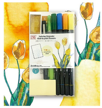 Zig Exploring Watercolor – How to Paint Flowers Kit (Tulips)