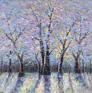 "Awakening Light I by Inam, limited edition canvas on board, contemporary landscape artwork, framed size 26x26 inches"